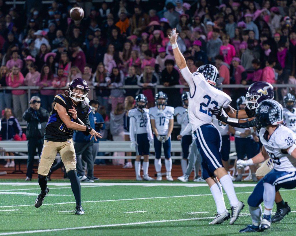 Lake Stevens Kolton Matson throws a pass during a game against Glacier Peak in Lake Stevens, Wash., on Friday, Oct. 4, 2024. (John Gardner / Pro Action Image)