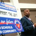 Marysville School District Superintendent Zachary Robbins speaks during an event kicking off a pro-levy campaign in January 2023 at the Marysville Historical Society Museum in Marysville, Washington. (Ryan Berry / The Herald)