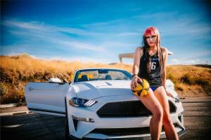 In a team publicity photo, Nora Hayd, a Boise State University sophomore and beach volleyball player. “I just wanted to look as much like myself as I could,” Hayd said of the goth-look team photos that made her an online sensation. (Boise State Athletics via The New York Times)