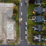The former Waits Motel property along 13th Street and Lombard Avenue on Thursday, Oct. 17, 2024 in Everett, Washington. (Olivia Vanni / The Herald)