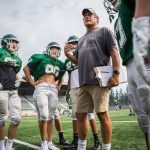 Edmonds-Woodway coach John Gradwohl talks to his players during Edmonds-Woodway High School football practice on Aug. 24, 2018 in Edmonds, Wash. (Olivia Vanni / The Herald)