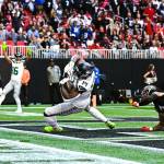 Seahawks wide receiver DK Metcalf catches a touchdown against the Atlanta Falcons at Mercedes-Benz Stadium on Sunday, Oct. 20, 2024. (Photo courtesy of Edwin Hooper / Seattle Seahawks)