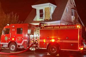 Everett firefighters extinguished a fire in the 2000 block of 26th Street early Thursday morning. (Photo provided by the Everett Fire Department)
