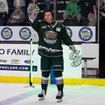 Everett Silvertips defenseman Landon DuPont, 15, on the rink inside Angel of the Winds Arena. The Western Hockey League selected DuPont as the WHL Rookie of the Week for the week ending Sept. 29. DuPont tallied four assists through Everetts first three games of the 2024-25 season. (Photo courtesy of Everett Silvertips)