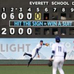 AquaSox centerfielder Jared Sundstrom throws the ball to a cutoff man during a game against the Vancouver Giants on une 5, at Funko Field in Everett. (Ryan Berry / The Herald file photo)