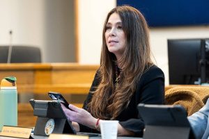 Lynnwood City Council Vice President Julieta Crosby speaks during a Lynnwood City Council meeting on Wednesday, Nov. 20, 2024. (Olivia Vanni / The Herald)