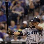 Dave Kaup / Getty Images / Tribune News Services
Outfielder Ichiro Suzuki of the Seattle Mariners prepares to bat against the Kansas City Royals during the game at Kauffman Stadium on Aug.17, 2004, in Kansas City, Missouri.