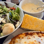 Mimosa Salad, Lasagna Potato Cheddar Soup at Cristianos Pizza.