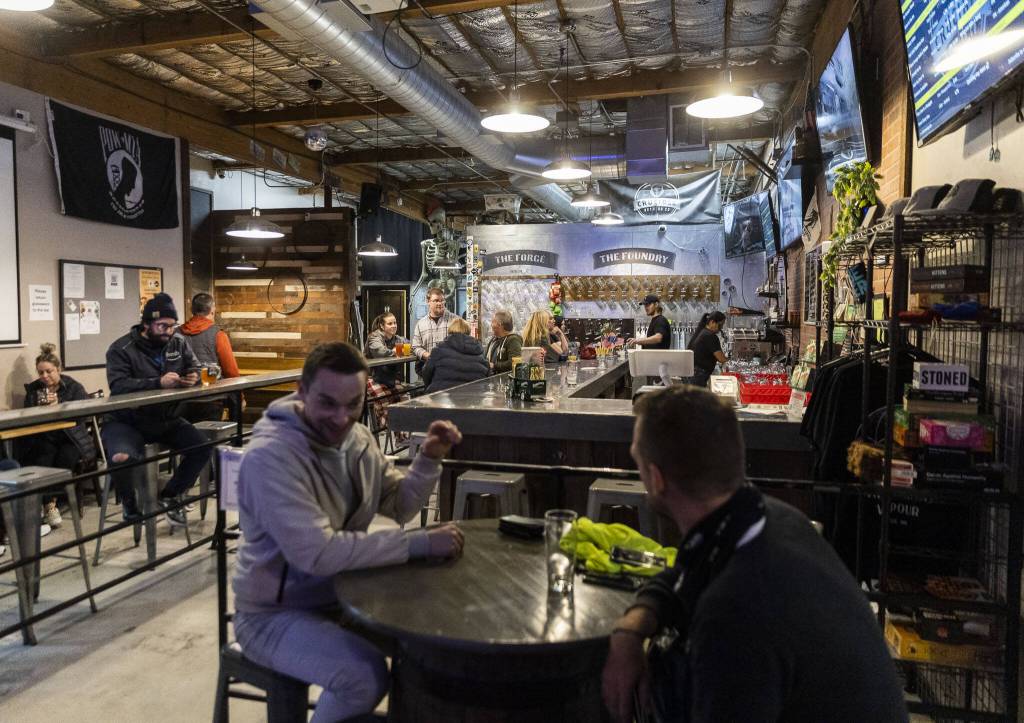 Inside the south Everett Crucible Brewing on Wednesday, Nov. 27, 2024 in Everett, Washington. (Olivia Vanni / The Herald)