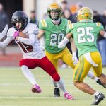 Archbishop Murphys Javen Latta runs the ball during the 2A semifinal game on Saturday, Nov. 30, 2024 in Tumwater, Washington. (Olivia Vanni / The Herald)