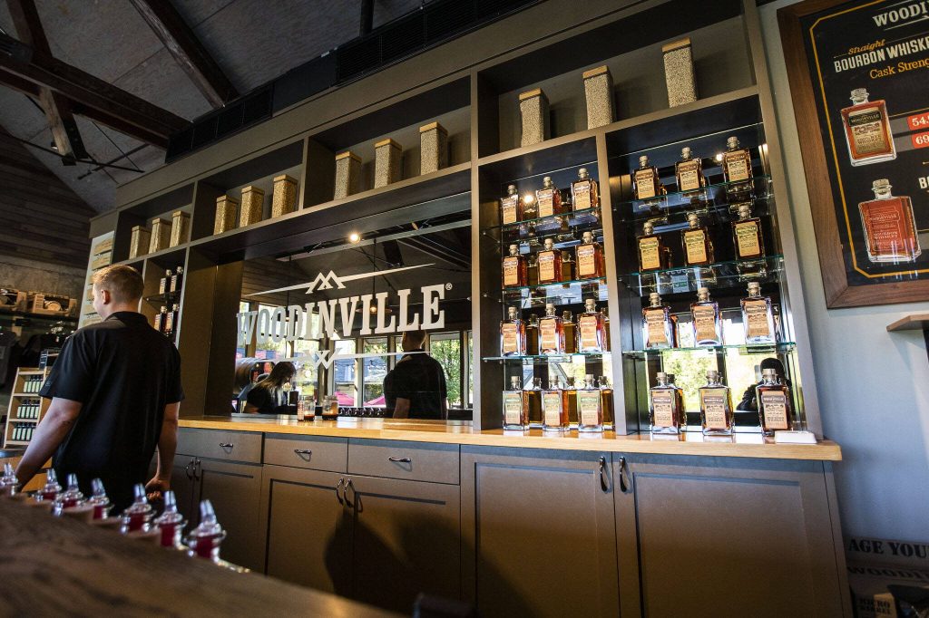 Inside the shopfront of Woodinville Whiskey on Monday, Oct. 7, 2024 in Woodinville, Washington. (Olivia Vanni / The Herald)
