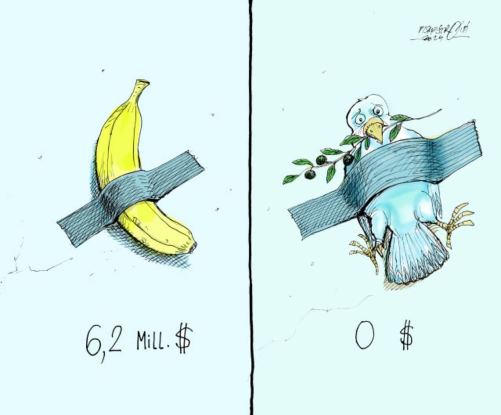 karikatur für  tribüne-neue kunstwerketoon