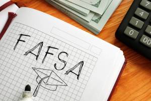 Free Application for Federal Student Aid FAFSA is shown on a photo using the text (Getty Images)