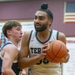Mountlake Terrace’s Svayjeet Singh tries to maneuver around a screen during the game against Arlington on Tuesday, Dec. 10, 2024 in Mountlake Terrace, Washington. (Olivia Vanni / The Herald)