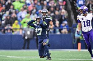 Seahawks cornerback Riq Woolen reacts after a play during a loss to the Minnesota Vikings at Lumen Field on Sunday, Dec. 22, 2024. (Photo courtesy of the Seattle Seahawks)