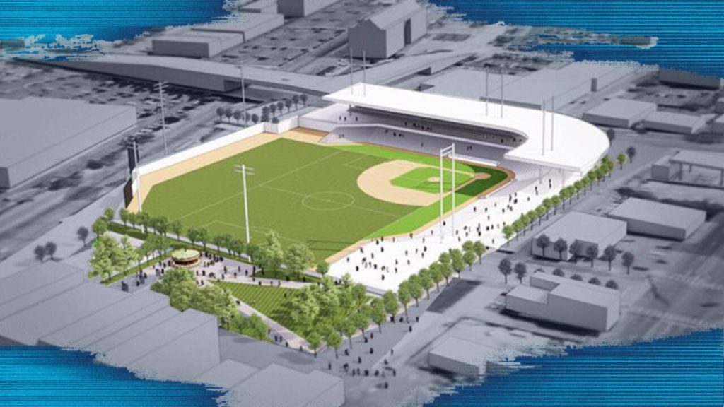 An illustration of what a new AquaSox stadium in downtown Everett could look like. (City of Everett)