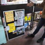 Jasmine Donahue displays her one rule for being in Hope N Wellness, no drugs, violence or drama, at the entrance on Thursday, Jan. 9, 2025 in Everett, Washington. (Olivia Vanni / The Herald)