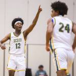 Shorecrest’s Junior Kagarabi calls out a play to his teammates during the game against Cascade on Monday, Dec. 30, 2024 in Shoreline, Washington. (Olivia Vanni / The Herald)