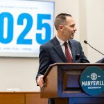 Marysville Mayor Jon Nehring talks during his State of the City Address on Tuesday, Jan. 28, 2025 in Marysville, Washington. (Olivia Vanni / The Herald)