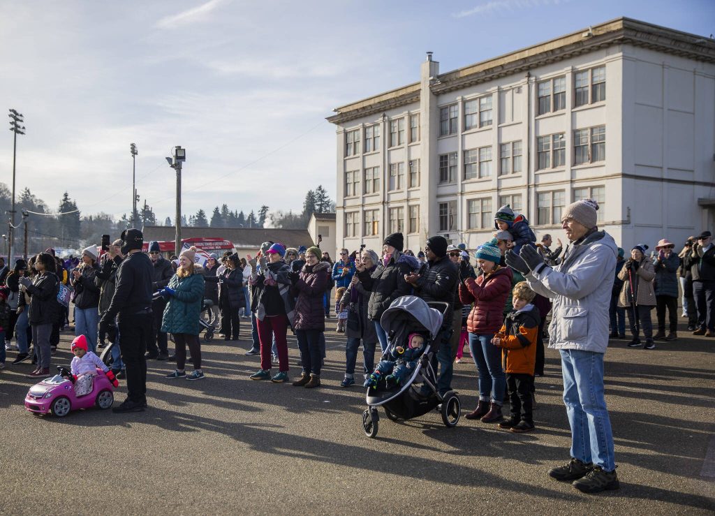 Hundreds gather for an annual Martin Luther King Jr. Day march on Monday, Jan. 20, 2025 in Everett, Washington. (Olivia Vanni / The Herald)