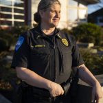 Edmonds Police Chief Michelle Bennett outside of the Police Department on Dec. 11 in Edmonds. (Olivia Vanni / The Herald)