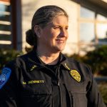 Edmonds Police Chief Michelle Bennett outside of the Police Department on Wednesday, Dec. 11, 2024 in Edmonds, Washington. (Olivia Vanni / The Herald)