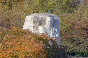 Martin Luther King Jr. Memorial is framed by autumnal colors at the Tidal Basin in Washington, D.C. (Getty Images)