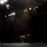 Edmonds-Woodways Hollander Lynch and Meadowdales Miguel Garcia wrestle during the 132-pound match on Thursday, Jan. 16, 2025 in Edmonds, Washington. (Olivia Vanni / The Herald)