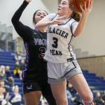 Glacier Peaks Brynna Pukis tries to make a layup during the game against Lake Stevens on Friday, Jan. 24, 2025 in Snohomish, Washington. (Olivia Vanni / The Herald)