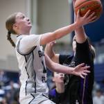 Glacier Peaks Zoey Ritter makes a layup during the game against Lake Stevens on Friday, Jan. 24, 2025 in Snohomish, Washington. (Olivia Vanni / The Herald)