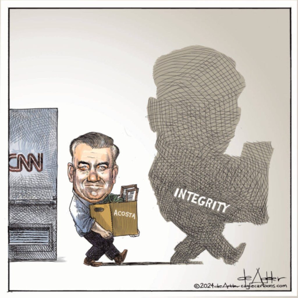 Jim Acosta leaves CNN casting a long shaddow that says integrity. Don’t give in to the lies. Don’t give in to the fear.