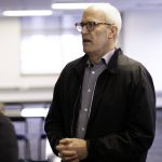PHOTOS BY Aaron Kennedy / The Herald
Rep. Rick Larsen, D-Everett, answers questions from the media after the roundtable discussion Thursday at Everett Station.