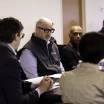 Ric Ilgenfritz, CEO of Community Transit, speaks during a roundtable discussion at Everett Station. Thursday, Jan. 30, 2025 (Aaron Kennedy / The Herald)