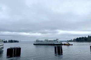 Courtesy of Washington State Ferries
The Elwha, a decommissioned state ferry, was on the move Thursday to its new home in Everett. Washington State Ferries sold the Elwha, which was retired in 2020, to Everett Ship Repair.