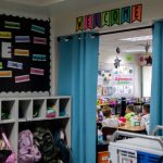 Curtains act as doors for a handful of classrooms at Glenwood Elementary in September, 2024 in Lake Stevens. (Olivia Vanni / The Herald file photo)