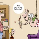 Wife's hubby dresses as cupid for Valentine's Day, Valentine's Day, hangs from ceiling, kid, living room, arrow, wings,