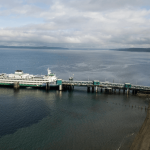 The M/V Puyallup docks at the Edmonds waterfront on Wednesday, Oct. 14, 2020 in Edmonds. (Olivia Vanni / The Herald)