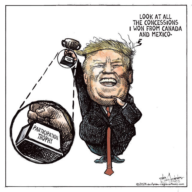 Donald Trump points to all the concessions he's won from a trade war with Canada and Mexico and he's pointing to a participation trophy.