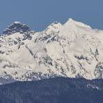 Snow covers the top of Three Fingers on Wednesday, Feb. 12, 2025 in Lake Stevens, Washington. (Olivia Vanni / The Herald)