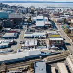 A view of one of the potential locations of the new Aquasox stadium on Monday, Feb. 26, 2024 in Everett, Washington. The site sits between Hewitt Avenue, Broadway, Pacific Avenue and the railroad. (Olivia Vanni / The Herald)