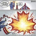 Editorial Cartoon by Graeme MacKay, The Hamilton Spectator – Wednesday February 5, 2025

Donald Trump's tariff threats have united Canadians, sparking renewed patriotism and prompting a reassessment of economic independence and national identity.

Maple Resurgence: How Trump's Tariffs Sparked Canadian Unity

Canada stands at a crossroads, grappling with its colonial history and the complex issues it brings, such as the toppling of statues and the reevaluation of historical figures. While these events have sparked important debates, an unexpected force has recently united Canadians: the economic and political pressures from Donald Trump's administration.

For years, Canada's economic prosperity hinged on access to the U.S. market through agreements like NAFTA. However, Trump's tariff threats and talk of annexation have disrupted this relationship, forcing Canada to rethink its strategy. This pressure has ignited a renewed sense of Canadian unity and pride, transcending political lines and regional divides.

Across the country, citizens and leaders are rallying around the "Buy Canadian Instead" movement. Actions like removing U.S. products from shelves in British Columbia and Ontario illustrate a collective stand against economic coercion. Prime Minister Justin Trudeau's firm stance and the viral slogan "Canada Is Not For Sale" have resonated deeply, reinforcing the nation's independence and shared values.

This resurgence of Canadian patriotism isn't merely a reaction to external threats. It's about embracing an inclusive, diverse, and resilient identity. While Canada's colonial past and economic dependencies are acknowledged, they now contribute to a narrative of a nation ready to adapt and thrive.

Public sentiment reflects a readiness to redefine Canada's economic landscape, emphasizing internal free trade and global partnerships. The realization that reliance on the U.S. has been both beneficial and limiting has led to a push for a self-reliant and competitive