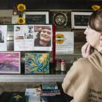 Jasmine Donahue talks about being a place for people leave messages when looking for family members, friends or loved ones on the street on Thursday, Jan. 9, 2025 in Everett, Washington. (Olivia Vanni / The Herald)