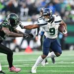 Kenneth Walker III runs with against the New York Jets at MetLife Stadium on Dec. 1, 2024. (Photo courtesy of the Seattle Seahawks)