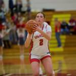 Stanwood junior Ellalee Wortham shoots a free throw in the Spartans 59-41 win against Monroe in the Girls 3A Basketball District 1 semifinals at Marysville Pilchuck High School in Marysville, Washington on Feb. 18, 2025. (Joe Pohoryles / The Herald)