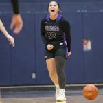 Lake Stevens’ Keira Isabelle Tupua reacts to beating Glacier Peak on Friday, Jan. 24, 2025 in Snohomish, Washington. (Olivia Vanni / The Herald)
