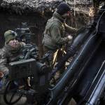 Ukrainian soldiers fire artillery at Russian targets from the front line near Kurakove, Ukraine, Feb. 14. In comments that stunned Americas allies in Europe and angered Ukraines government, President Trump on Tuesday appeared to blame Ukraines leaders for Russias invasion. (Tyler Hicks / The New York Times)