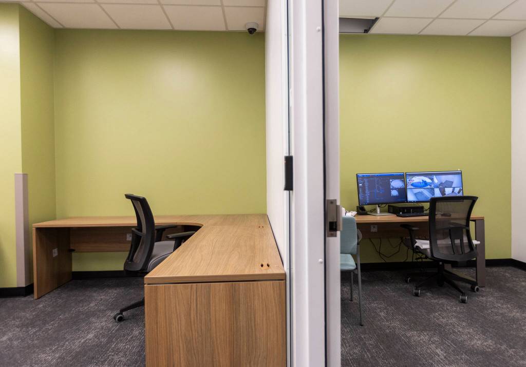 Office space on the third floor of the Lynnwood Crisis Center on Friday, Feb. 7, 2025 in Lynnwood, Washington. (Olivia Vanni / The Herald)