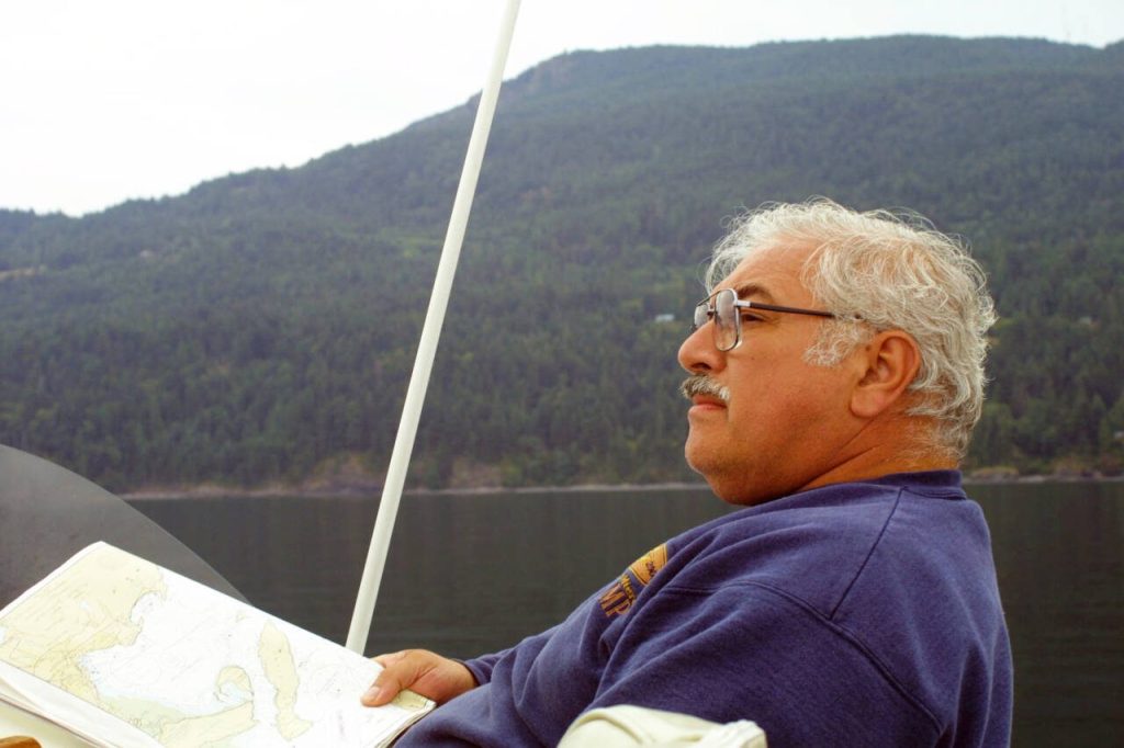Frank DeMiero aboard his boat, the Chena. He loved being on the water.