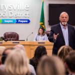 The new Marysville School District Superintendent Dr. David Burgess speaks during a meeting announcing his hiring to the position on Thursday, Oct. 3, 2024 in Marysville, Washington. (Olivia Vanni / The Herald)
