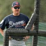 Braves pitching coach Kevin Seitzer on Saturday, Feb 17, 2018, at the ESPN Wide World of Sports Complex in Lake Buena Vista. (Curtis Compton / Tribune News Services)
